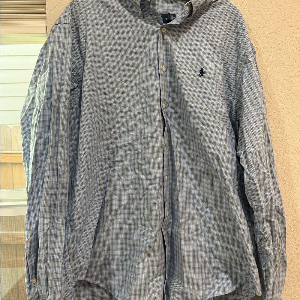 Ralph Lauren Blue and Green Plaid Shirt